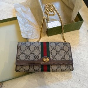 Gucci Ophidia chain wallet GG coated canvas